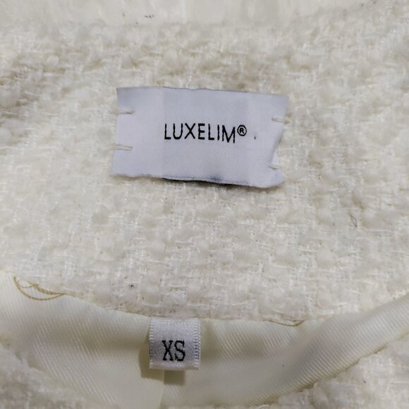 Luxelim Ivory Classic Boucle Wool Tweed Gold Tone Buttons Cropped Jacket Size XS - Picture 9 of 14
